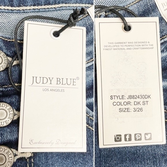 NWT Judy Blue Jeans Judith Button Fly Dark Wash Trouser Flare Size 26 | 2/3 NEW - Picture 11 of 14